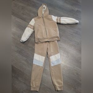 Boys Tan and Cream Hoodie and Jogger Set